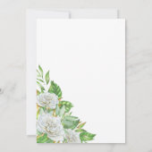 Witte Rozen | Groene Boho Bloemen Meisje Baby Show Kaart (Achterkant)