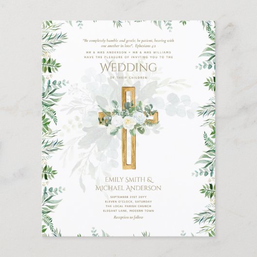 Witte Rozen Groene Christelijke Trouw Bijbelvers (Voorkant)