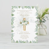 Witte Rozen Groene Christelijke Trouw Bijbelvers Kaart (Staand voorkant)