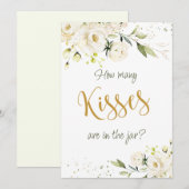 Witte Rozen Groene Decoratie Raad Hoeveel Kusjes i Kaart (Voorkant / Achterkant)