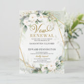 Witte rozen groene eucalyptus goudvos vernieuwing kaart (Staand voorkant)