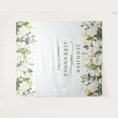 Witte Rozen Groene Huwelijksfotocabine Achtergrond Wandkleed (Voorkant (horizontaal))