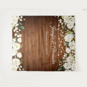 Witte Rozen Groene Huwelijksfotocabine Achtergrond Wandkleed (Voorkant (horizontaal))