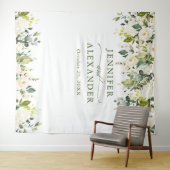 Witte Rozen Groene Huwelijksfotocabine Achtergrond Wandkleed (In Situ (horizontaal))