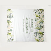 Witte Rozen Groene Huwelijksfotocabine Achtergrond Wandkleed (Voorkant (horizontaal))