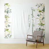 Witte Rozen Groene Huwelijksfotocabine Achtergrond Wandkleed (In Situ (horizontaal))