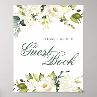 Witte Rozen Guestbook Handtekening Poster