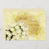Witte rozen, harten 60th Wedding Jubileum Kaart (Voorkant / Achterkant)