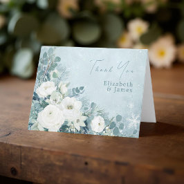 Witte Rozen Hellebores Zilveren Eucalyptus Bruilof Bedankkaart