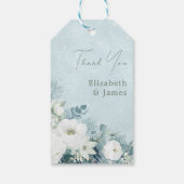 Witte Rozen Hellebores Zilveren Eucalyptus Bruilof Cadeaulabel (Achterkant)