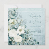 Witte Rozen Hellebores Zilveren Eucalyptus Bruilof Kaart (Voorkant)