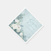 Witte Rozen Hellebores Zilveren Eucalyptus Bruilof Servet (Hoek)