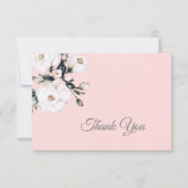 Witte Rozen Hoek Boeket | Roze Bedankkaart (Voorkant)