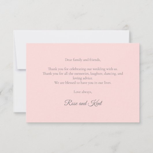 Witte Rozen Hoek Boeket | Roze Bedankkaart (Achterkant)