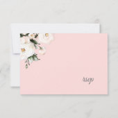 Witte Rozen Hoek Boeket | Roze RSVP Kaartje (Achterkant)