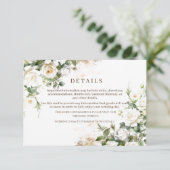 Witte Rozen Huwelijk Elegante Bloemen Informatiekaartje (Staand voorkant)