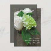 Witte rozen Hydrangea & Barnwood Opslaan Datum Save The Date (Voorkant / Achterkant)