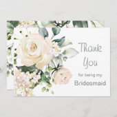 Witte rozen, hydrangea Bridesmaid Hartelijk dank Bedankkaart (Voorkant / Achterkant)