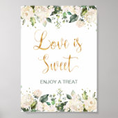 Witte rozen, hydrangea Love is zoet teken Poster (Voorkant)