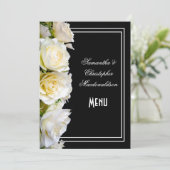 Witte rozen in het menu van de zwarte florale brui (Staand voorkant)