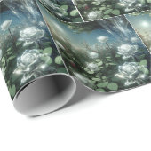 Witte rozen in magische tuin cadeaupapier (Rol Hoek)