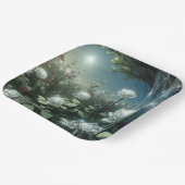 Witte rozen in magische tuin papieren bordje (Gebogen)