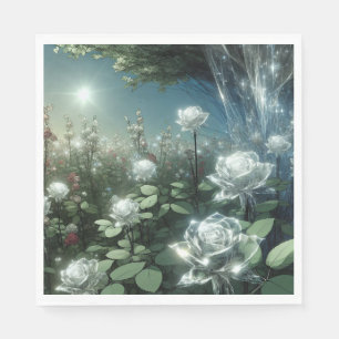Witte rozen in magische tuin servet