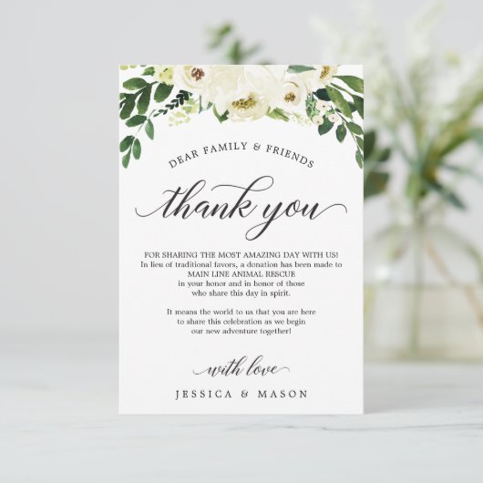 Witte rozen in plaats van favoriete kaart (Staand voorkant)