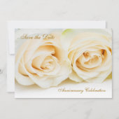 Witte rozen Jubileum Sla de datum op Save The Date (Voorkant)