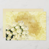 Witte rozen Jubileum Sla de datum op Save The Date (Voorkant / Achterkant)