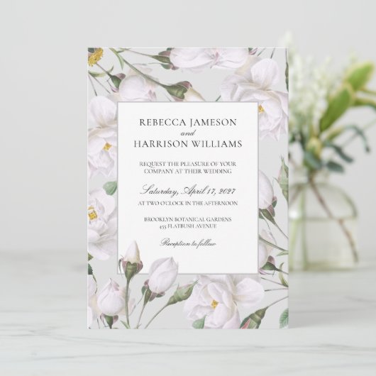  witte rozen kaart (Staand voorkant)