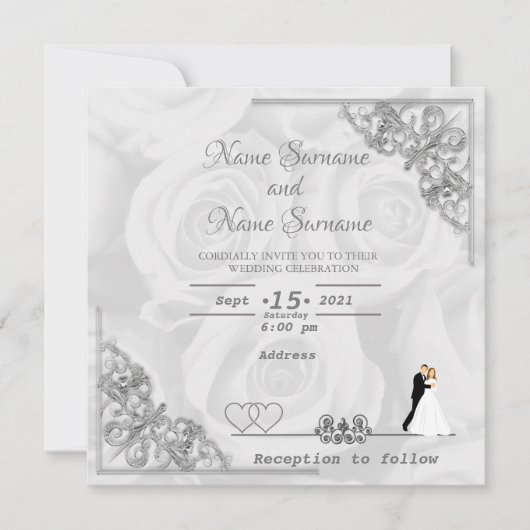 witte rozen kaart (Voorkant)