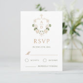 Witte Rozen Kader Religieuze Trouw RSVP Kaart (Staand voorkant)