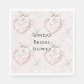  Witte Rozen Kant Harten Roze Vrijgezellenfeest Servet (Voorkant)