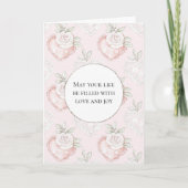 Witte Rozen Kant Harten Wedding Kaart (Voorkant)