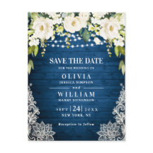 Witte Rozen Kant Rustieke Bruiloft Save the Date