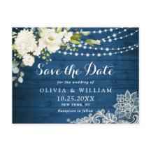 Witte Rozen Kant Rustieke Bruiloft Save the Date