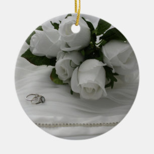 witte rozen keramisch ornament