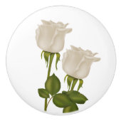 Witte rozen keramische knop (Voorkant)