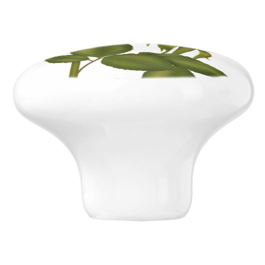 Witte rozen keramische knop (Zijkant)