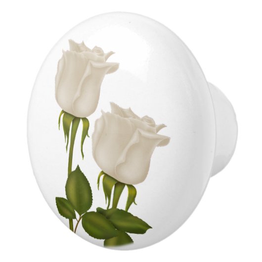 Witte rozen keramische knop (Rechts)