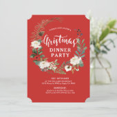 Witte rozen kerst heilig dikker diner Invite Kaart (Staand voorkant)