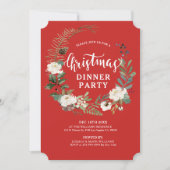 Witte rozen kerst heilig dikker diner Invite Kaart (Voorkant)