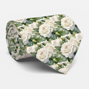 Witte Rozen Klassieke Formele Bloemenkraaghalsdoek Stropdas