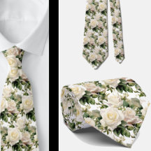 Witte Rozen Klassieke Formele Bloemenkraaghalsdoek