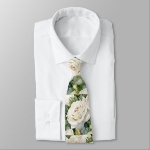 Witte Rozen Klassieke Formele Bloemenkraaghalsdoek Stropdas