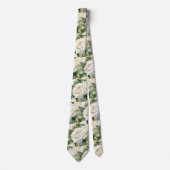 Witte Rozen Klassieke Formele Bloemenkraaghalsdoek Stropdas (Voorkant)