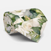Witte Rozen Klassieke Formele Bloemenkraaghalsdoek Stropdas (Opgerold)