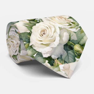 Witte Rozen Klassieke Formele Bloemenkraaghalsdoek Stropdas