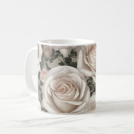  witte rozen koffiemok (Voorkant links)